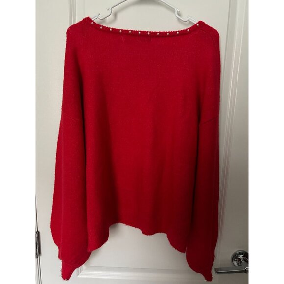 NWT Blue Sol Pearl Embellished Red Pullover Sweater - Size 1X - Picture 4 of 4